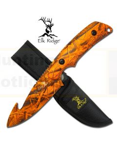 Elk Ridge K-ER-116OC Orange Rainforest Camo Gut Hook Skinner Knife