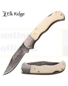 Elk Ridge K-ER-956WB Bone Handle Damascus Pocket Knife