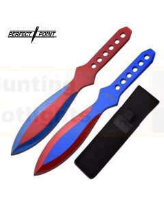 Perfect Point K-PP-109-2 Red & Blue Electro Plated Throwing Knives
