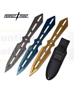 Perfect Point K-PP-120-3 Silver Blue & Yellow Thrower Knives