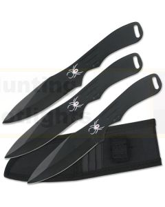 Perfect Point K-RC-1793B Spider Print Black Throwing Knife Set