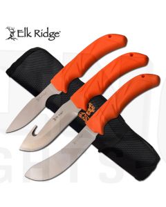 Elk Ridge K-ER-200-07SET Lightweight Rubber Handle Hunting Butcher Knife Set