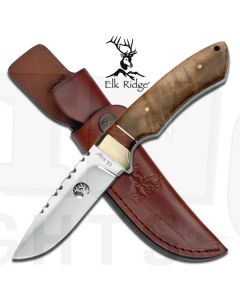 Elk Ridge K-ER-304WD Burl Wood & Nickel Silver Knife