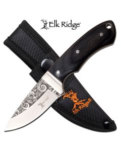 Elk Ridge K-ER-200-18BK Etched Blade Hunting Knife - Black