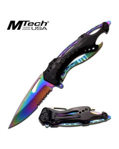 MTech K-MT-705RB Rainbow Half Serrated Pocket Knife