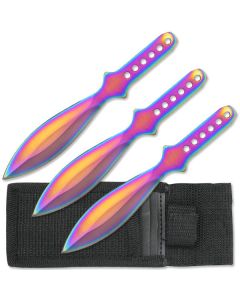 Perfect Point K-RC-001RB Rainbow Titanium Throwing Knife Set
